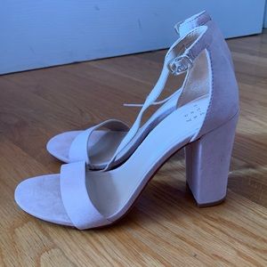 Blush Pink Suede Block Heels